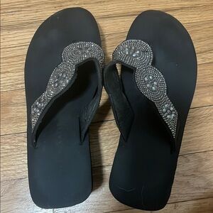 Elegant Black Beaded Women's Sandals